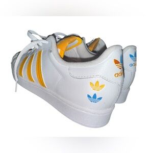 Adidas Superstar Men's Cloud White-College Gold-Pulse Blue GZ4741 (Size 8.5)